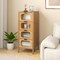 Natural Wicker Storage Cabinet with Tempered Glass Drawers and Soft-Close Slides